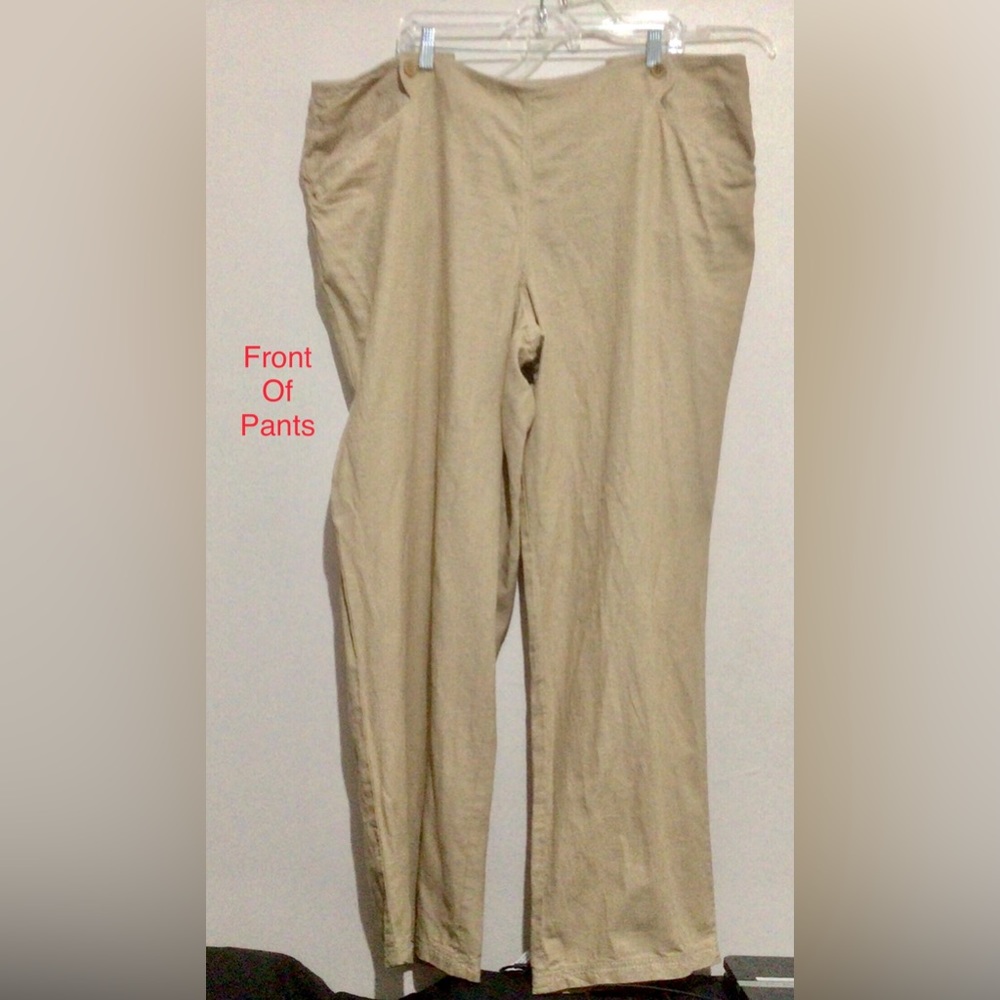 M.S.S.P. Khaki Pants. Size 24W 45% Linen Measurements Are In Pics. New With Tags